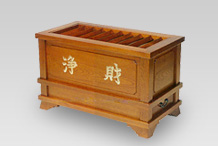 賽銭箱 柱付賽銭箱・欅製幅2尺 (浄財金箔文字入・金具無)