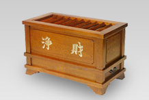 賽銭箱 柱付賽銭箱・欅製幅2尺5寸 (浄財金箔文字入・金具無)