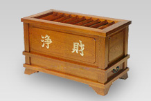 賽銭箱 柱付賽銭箱・欅製幅3尺 (浄財金箔文字入・金具無)