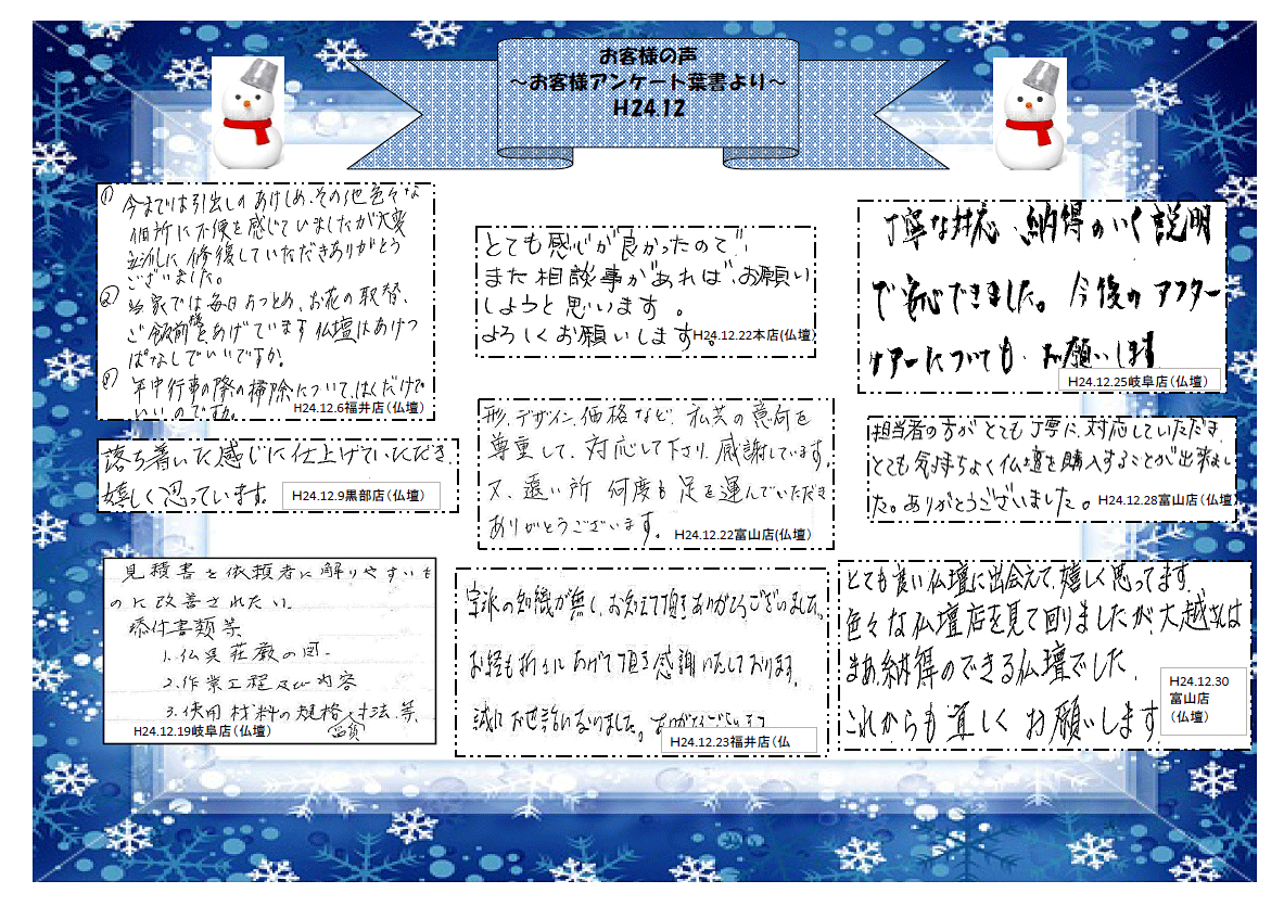 お客様の声（H24.12）