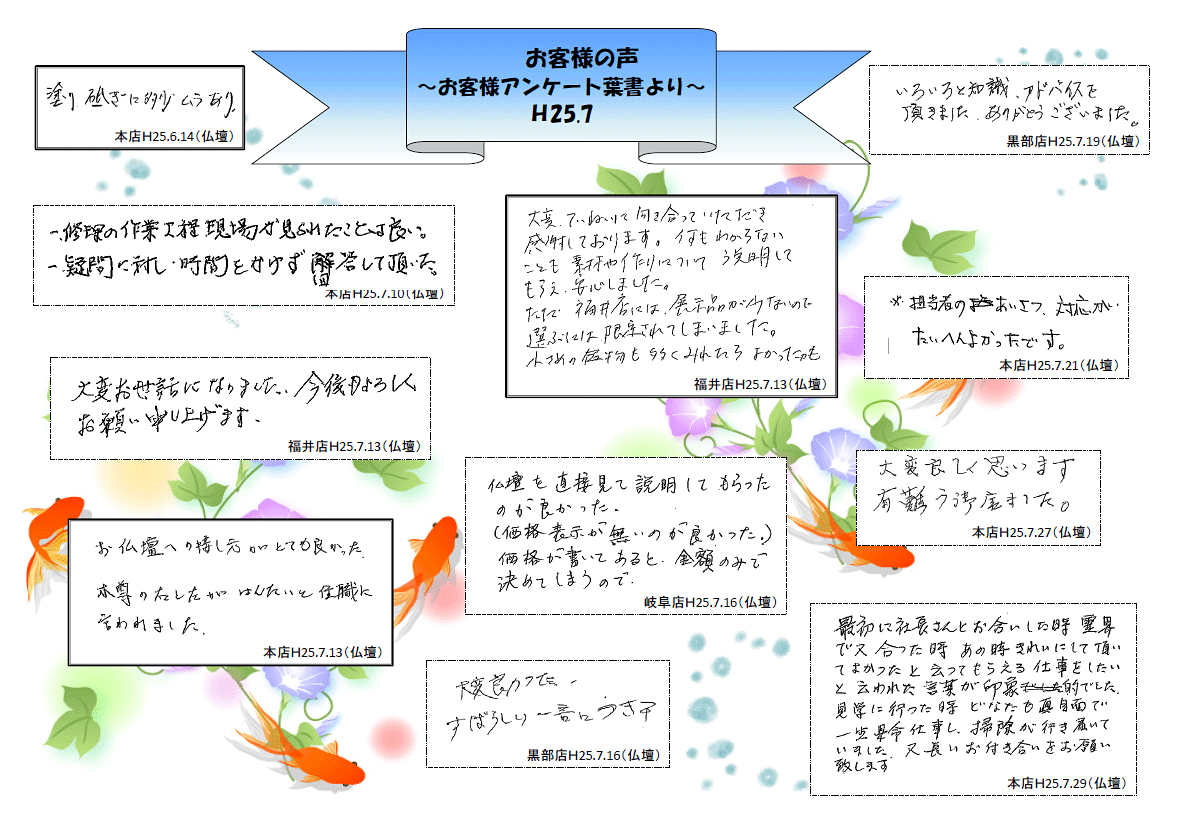 お客様の声（H25.07）