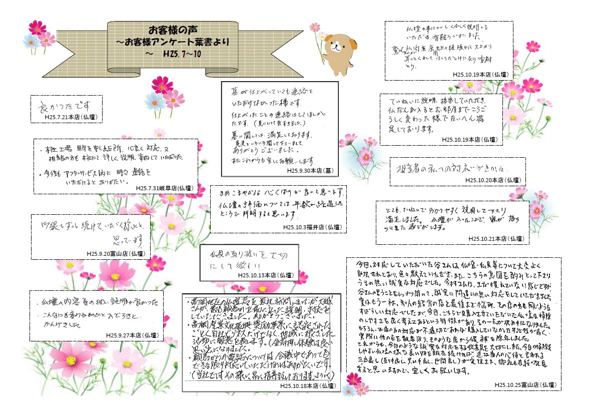 お客様の声（H25.07～10）