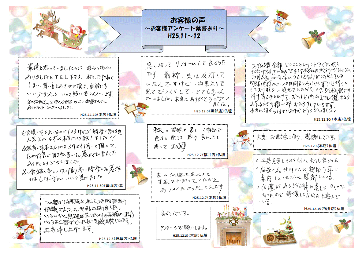 お客様の声（H25.11～12）