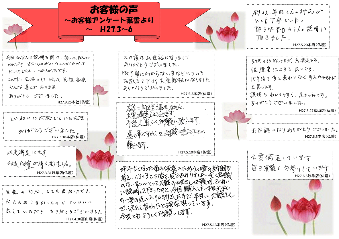 お客様の声（H27.03～06）