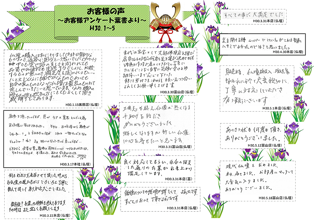 お客様の声（H30.01～05）