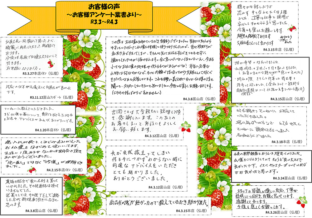 お客様の声（令和3年3月～令和4年3月）